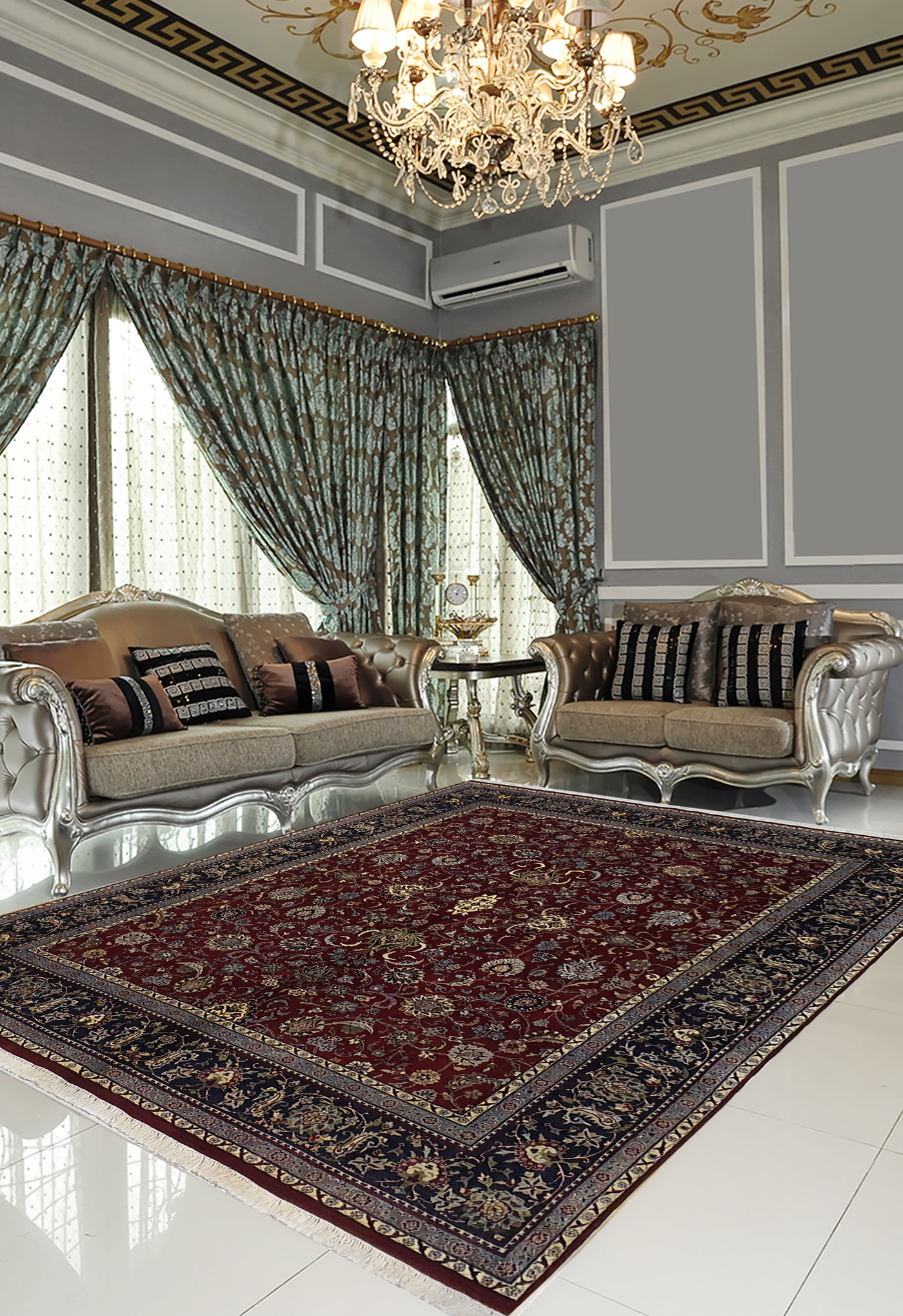 PAK PERSIAN ISFAHAN RED ALLOVER FLORAL DESIGN  - AR3660