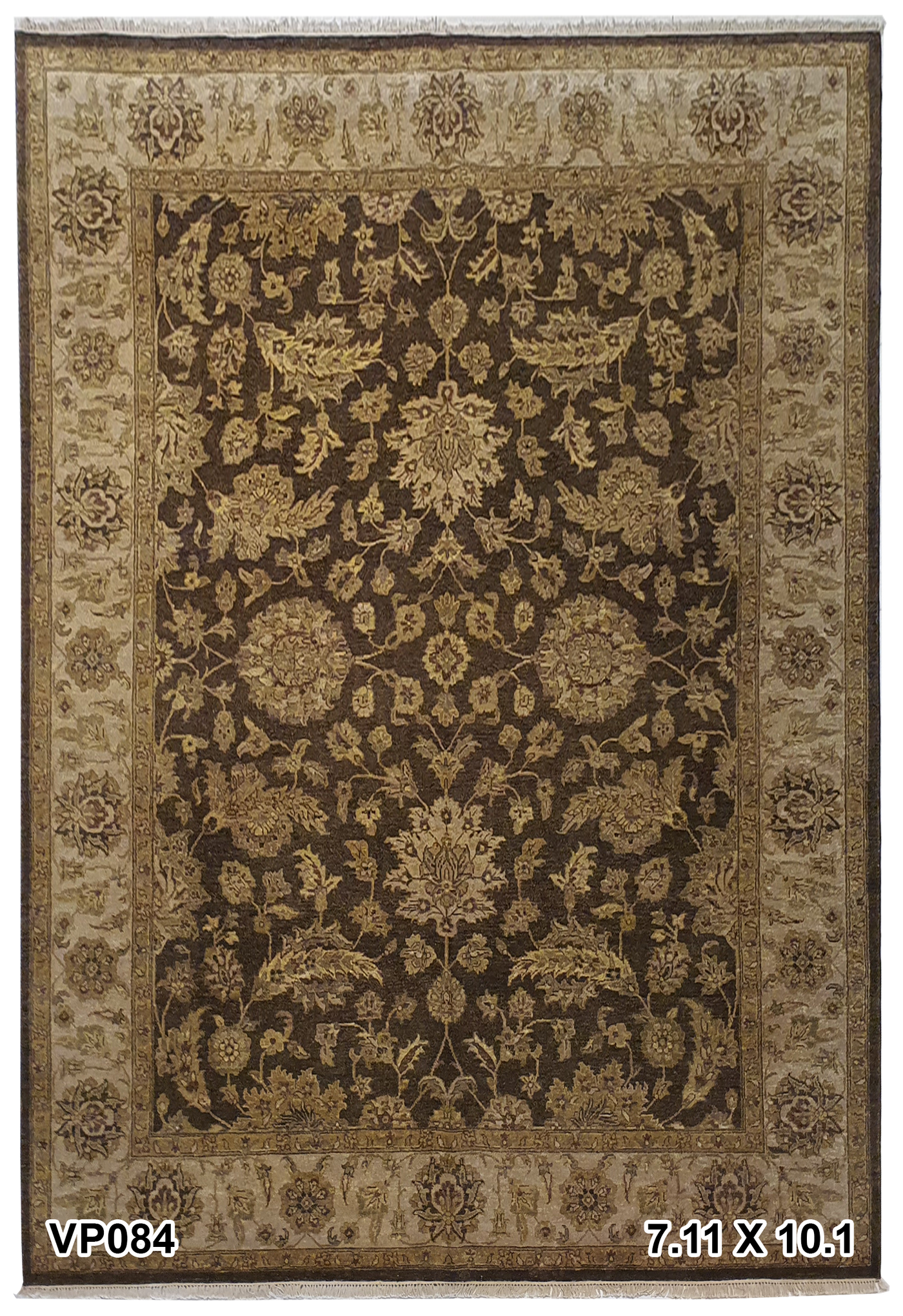 Indo Isfahan Allover Floral Design Dark Brown and Light Brown - VP084