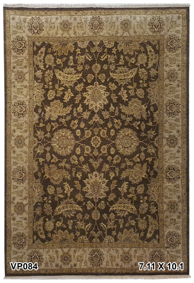 Indo Isfahan Allover Floral Design Dark Brown and Light Brown - VP084