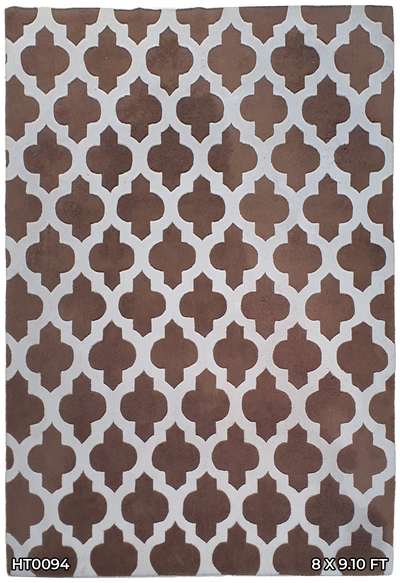 SUPERFINE HAND TUFTED MODERN WOOL VINTAGE WHITE & BROWN - HT0094