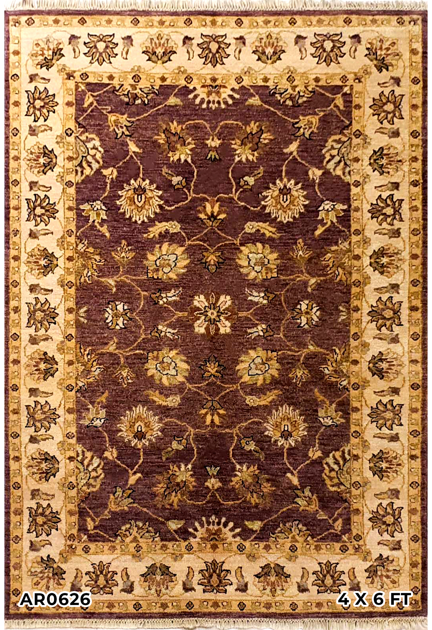 Indo Khazak Design Purple and Cream - AR0626