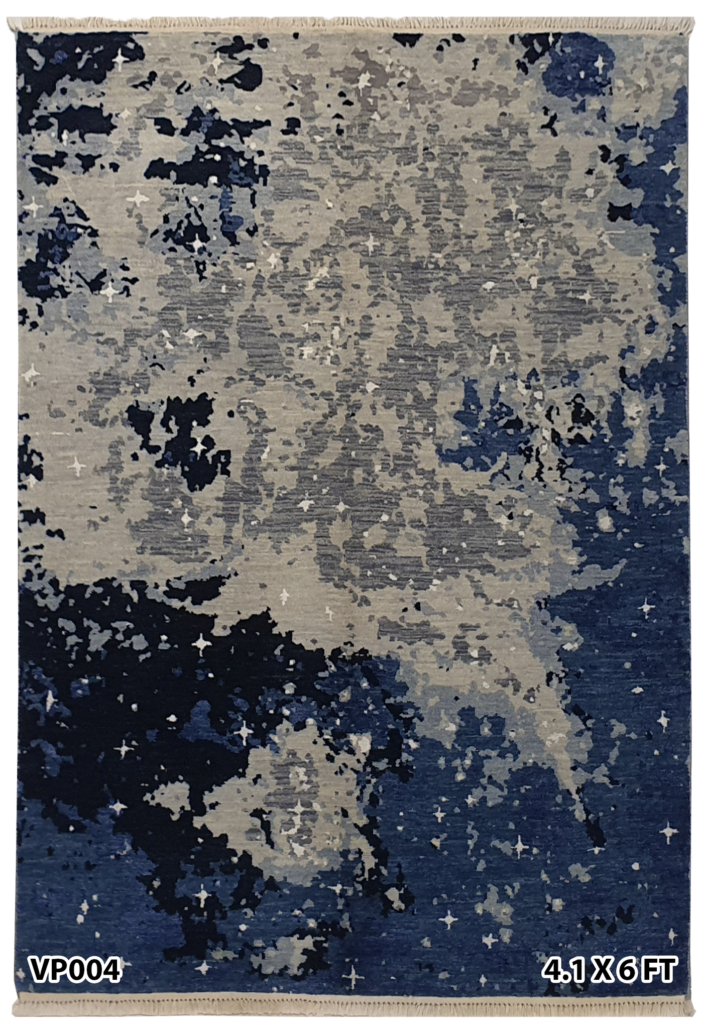 Superfine Persian Silk and Wool Galaxy Design Wool Light Grey, Dark Grey, Light Blue and Dark Blue-VP004
