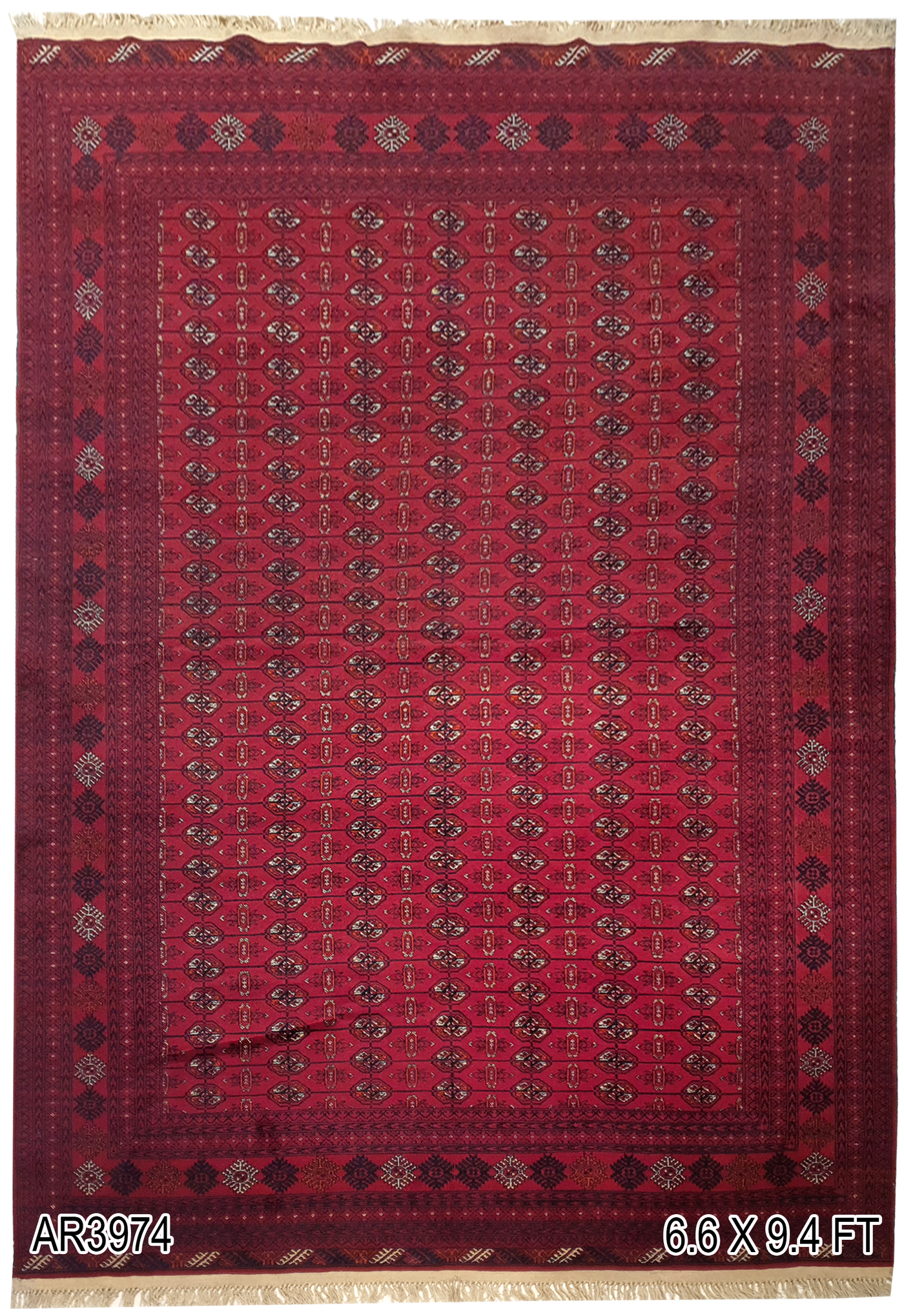 SUPERFINE PERSIAN TURKAMAN RED WOOL ON WOOL ALLOVER ELEPHANT FOOT PATTERN - AR3974