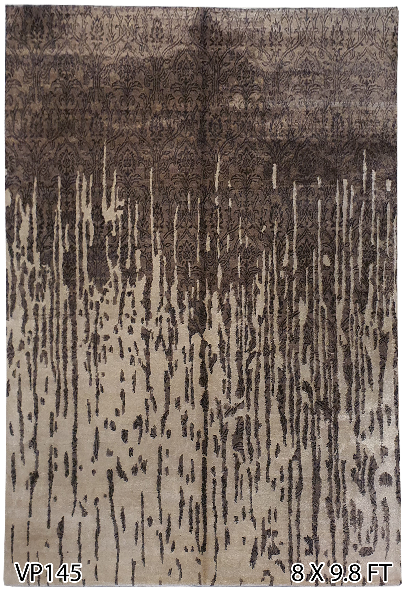 Superfine Galaxy One Side Broken Design Silk and Wool Brown and Cream-VP145