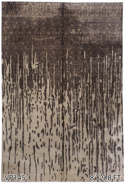 Superfine Galaxy One Side Broken Design Silk and Wool Brown and Cream-VP145