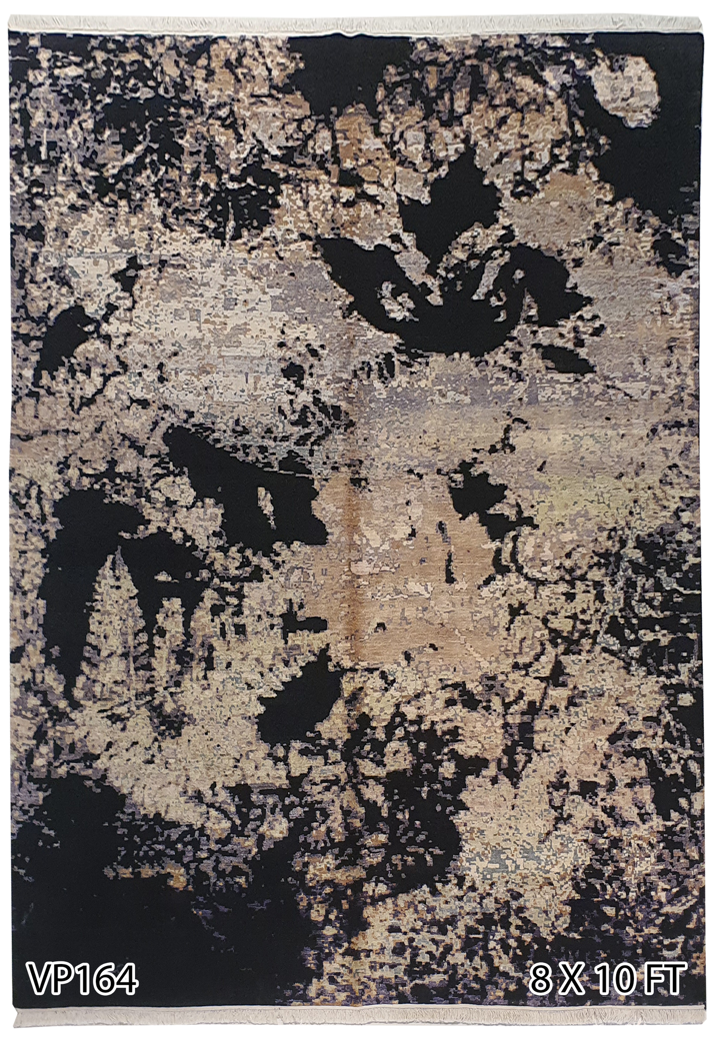 Superfine Galaxy Design Broken Design Silk and Wool Black and Cream-VP164