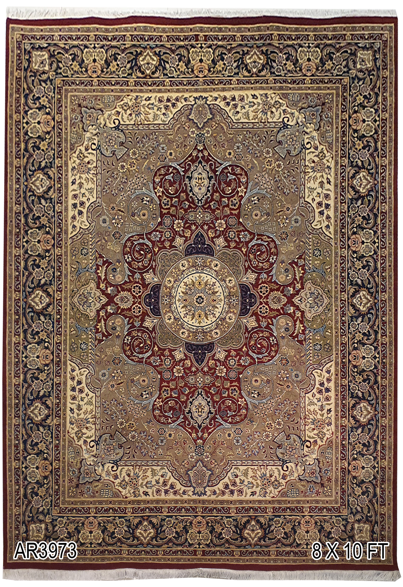 SUPERFINE PAK PERSIAN AUBUSSON KIRMAN WOOL WITH A LONG RED MEDALLION & BLURRED BORDER - AR3973