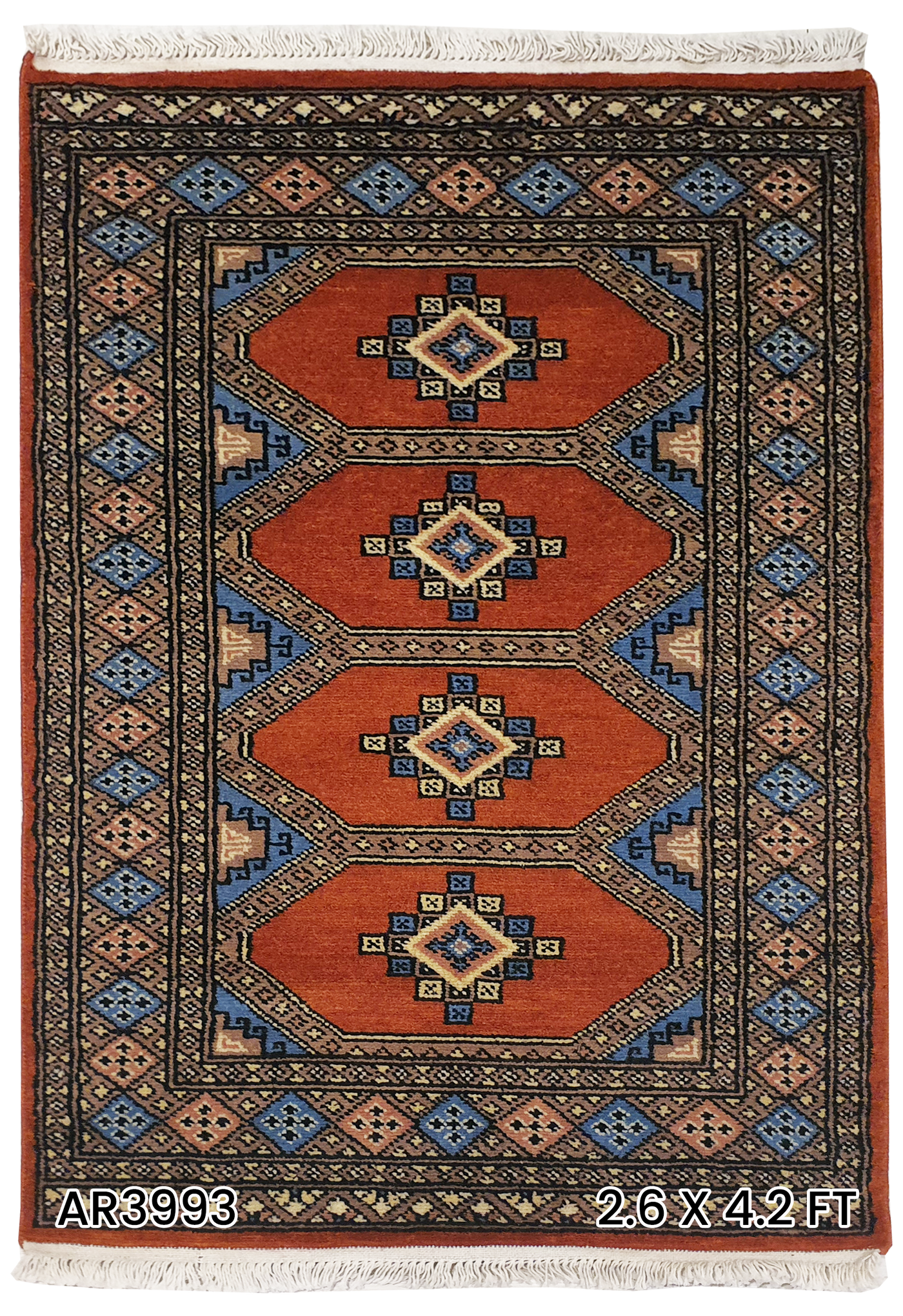 SUPERFINE BUKHARA ORANGE WITH 4 MEDALLION & MULTICOLOUR BORDER - AR3993