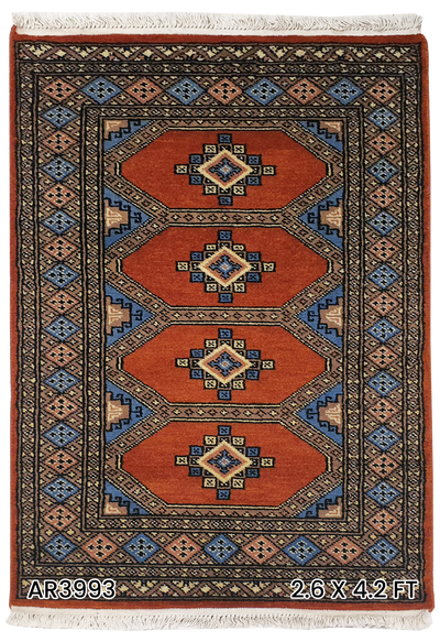 SUPERFINE BUKHARA ORANGE WITH 4 MEDALLION & MULTICOLOUR BORDER - AR3993