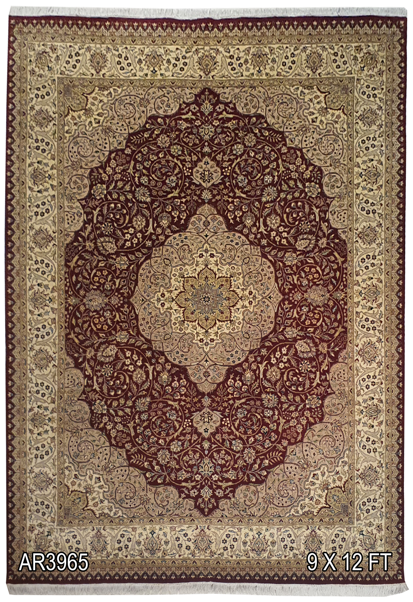 SUPERFINE PAK PERSIAN KIRMAN WOOL RED WITH CREAM BORDER MADE OF FINE LAMBS WOOL - AR3965