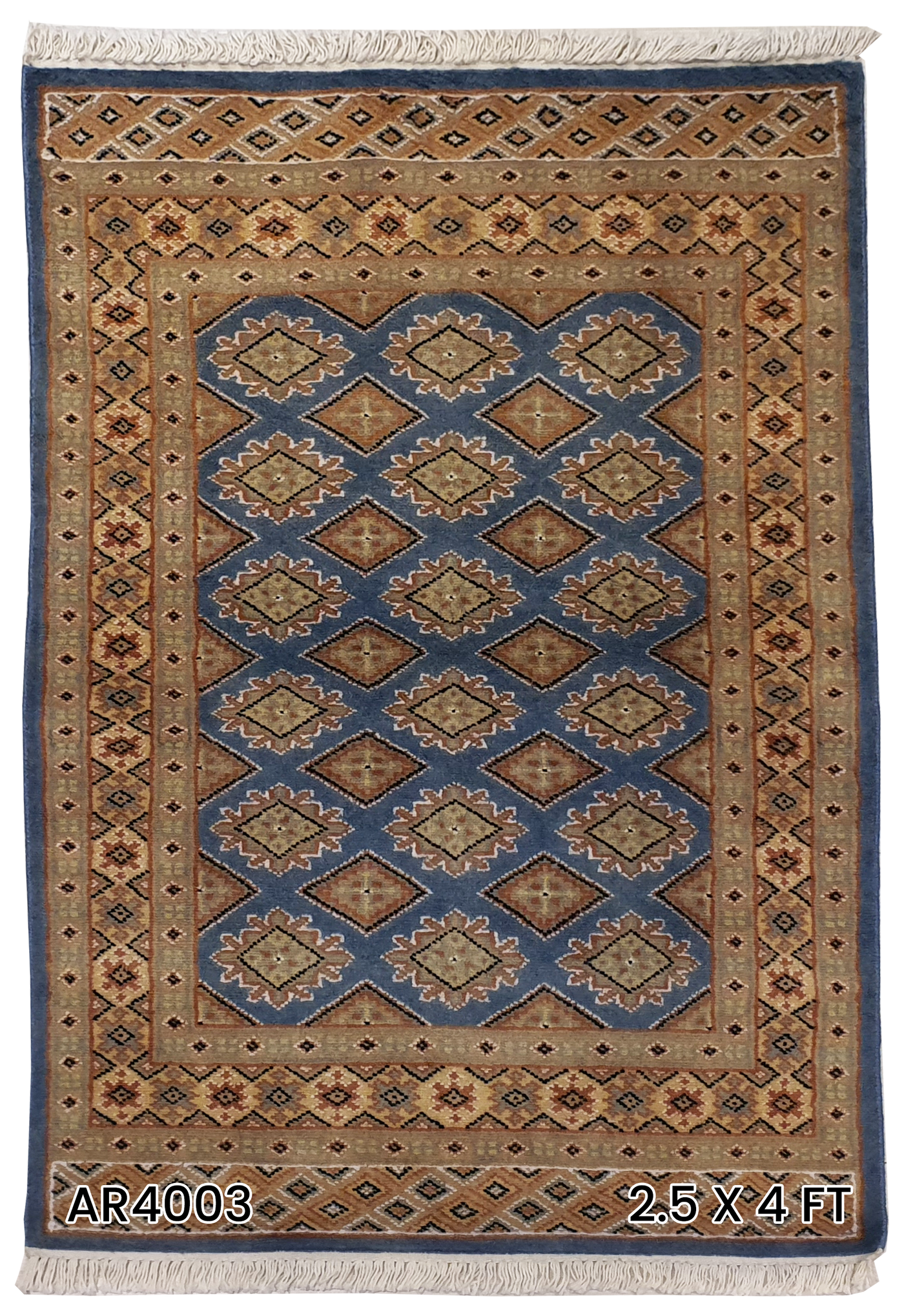 SUPERFINE BUKHARA SILK & WOOL LIGHT BLUE & YELLOW WITH DIAMOND SHAPER MOTIF - AR4003