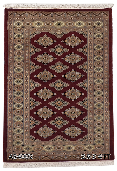 SUPERFINE BUKHARA RED & BROWN ALLOVER DESIGN WITH SILK - AR4002