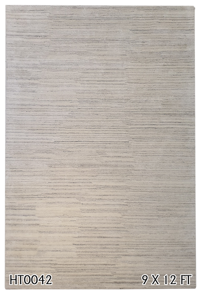 HAND TUFTED MERINO WOOL CREAM WITH GREY TOUCH OF WOOL - HT0042