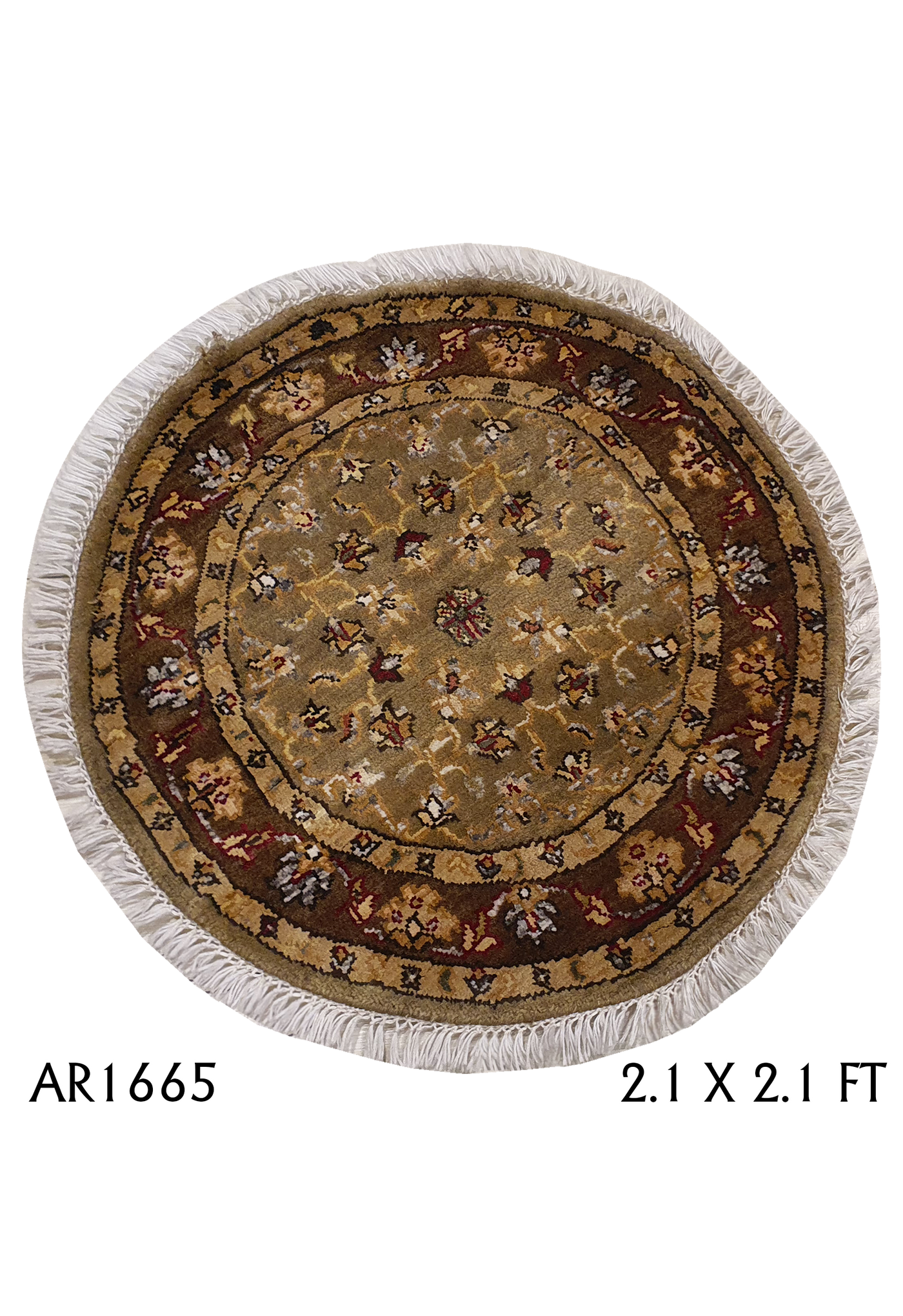 Indo Kazak Round Carpet Design Light Cream and Rust - AR1665