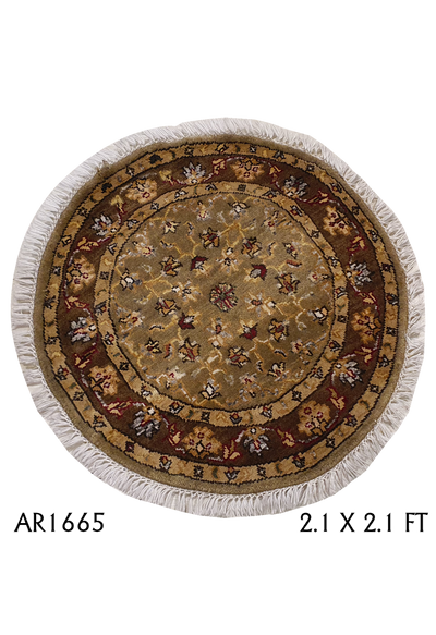 Indo Kazak Round Carpet Design Light Cream and Rust - AR1665