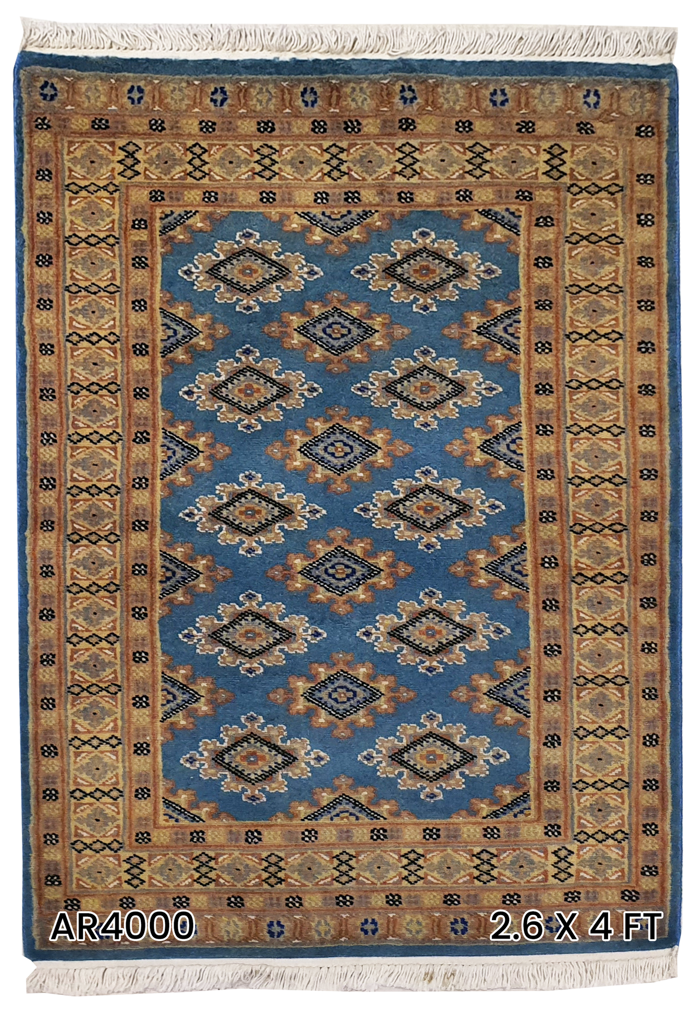 SUPERFINE BUKHARA SEA BLUE ALLOVER DESIGN WITH SILK - AR4000