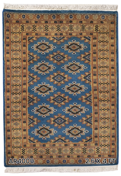 SUPERFINE BUKHARA SEA BLUE ALLOVER DESIGN WITH SILK - AR4000