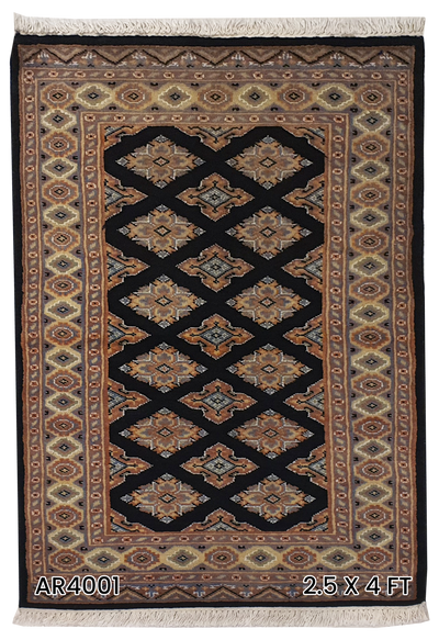 SUPERFINE BUKHARA BLACK ALLOVER DIAMOND DESIGN WITH SILK - AR4001