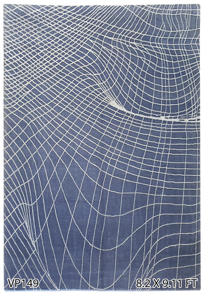 Superfine Modern Abstract Design Allover Lines Motif Grey With White Silk Motif-VP149