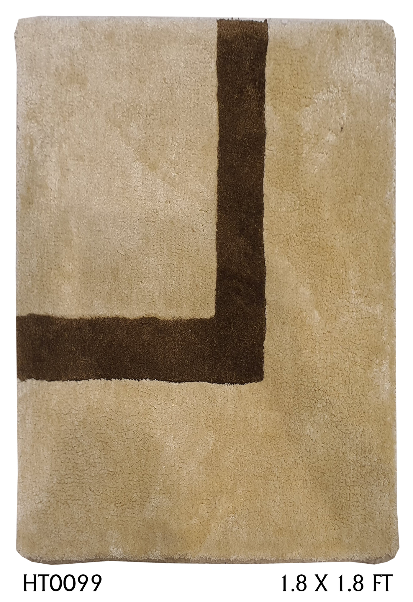 SUPERFINE HAND TUFTED VISCOSE (SILK) CREAM & BROWN STRIPE CUT PILE CARPET SAMPLE - HT0099