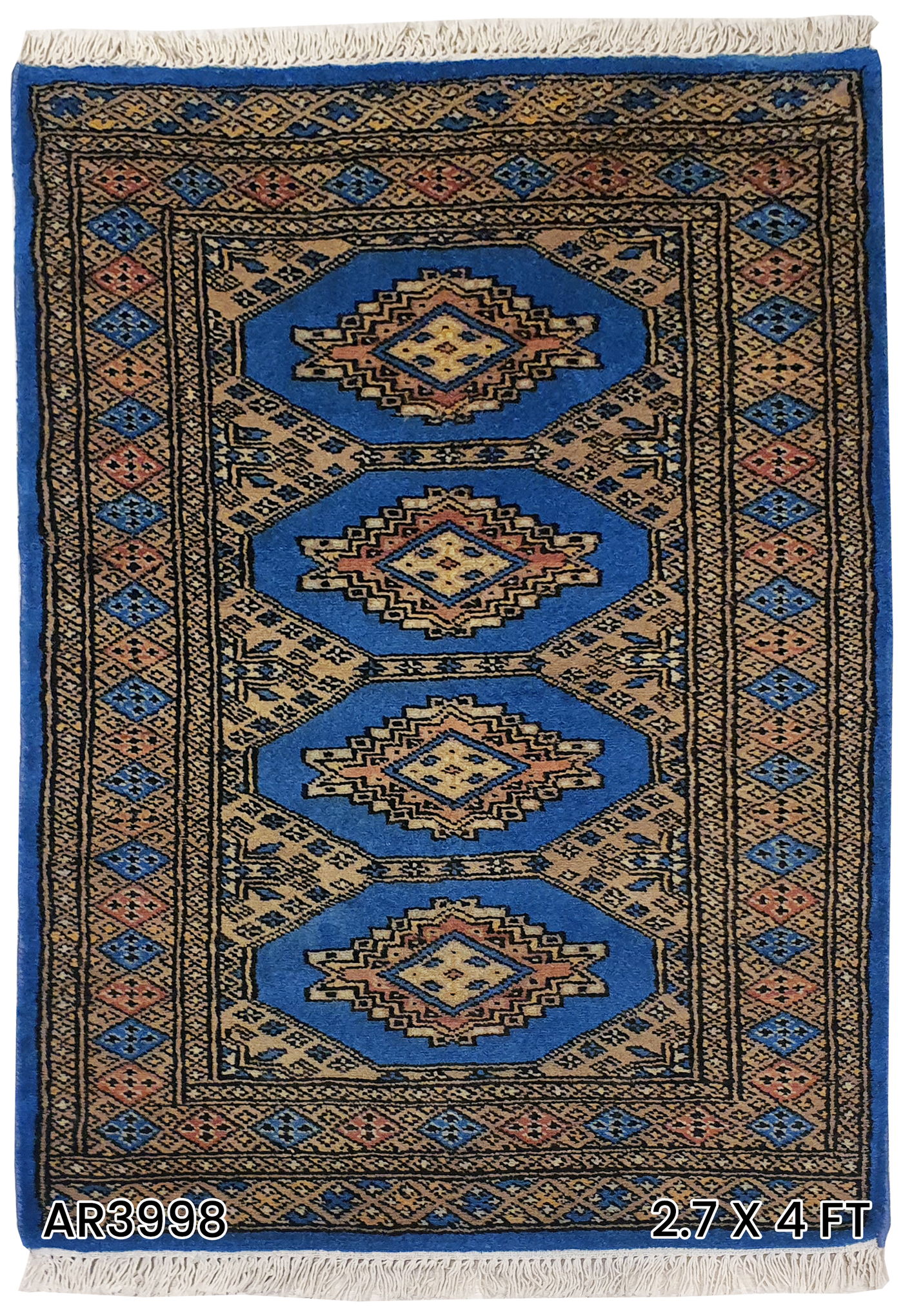 SUPERFINE BUKHARA LIGHT BLUE & BROWN WITH 4 MEDALLION - AR3998