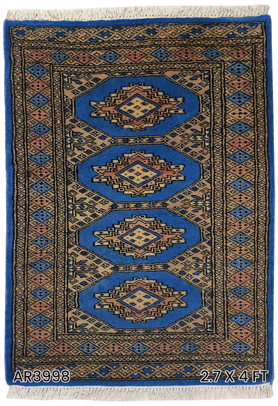 SUPERFINE BUKHARA LIGHT BLUE & BROWN WITH 4 MEDALLION - AR3998