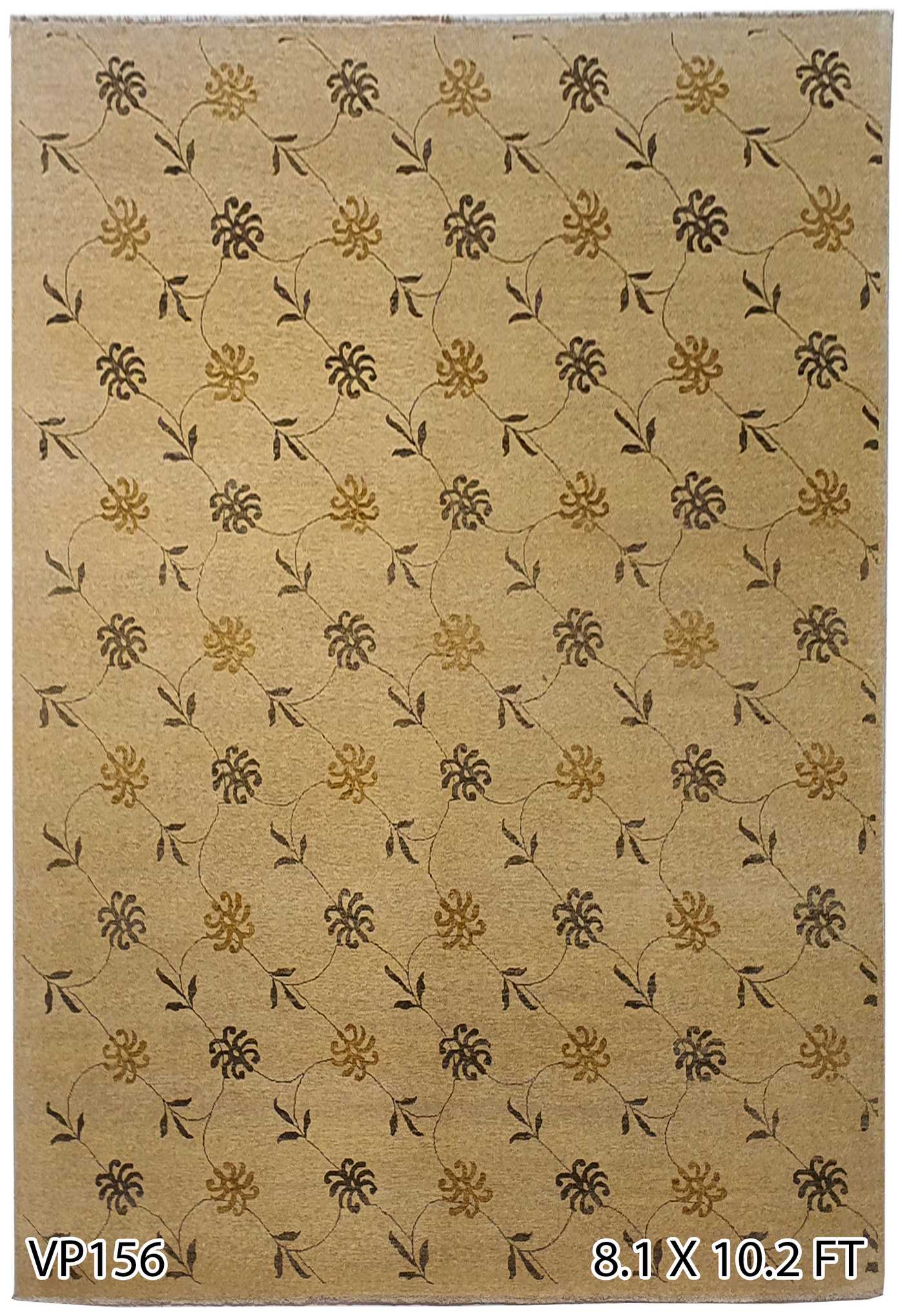 Superfine Persian Classic Vector Shapes Design Wool Light Brown With Yellow and Brown Flowers-VP156
