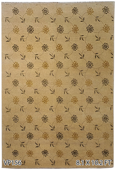 Superfine Persian Classic Vector Shapes Design Wool Light Brown With Yellow and Brown Flowers-VP156