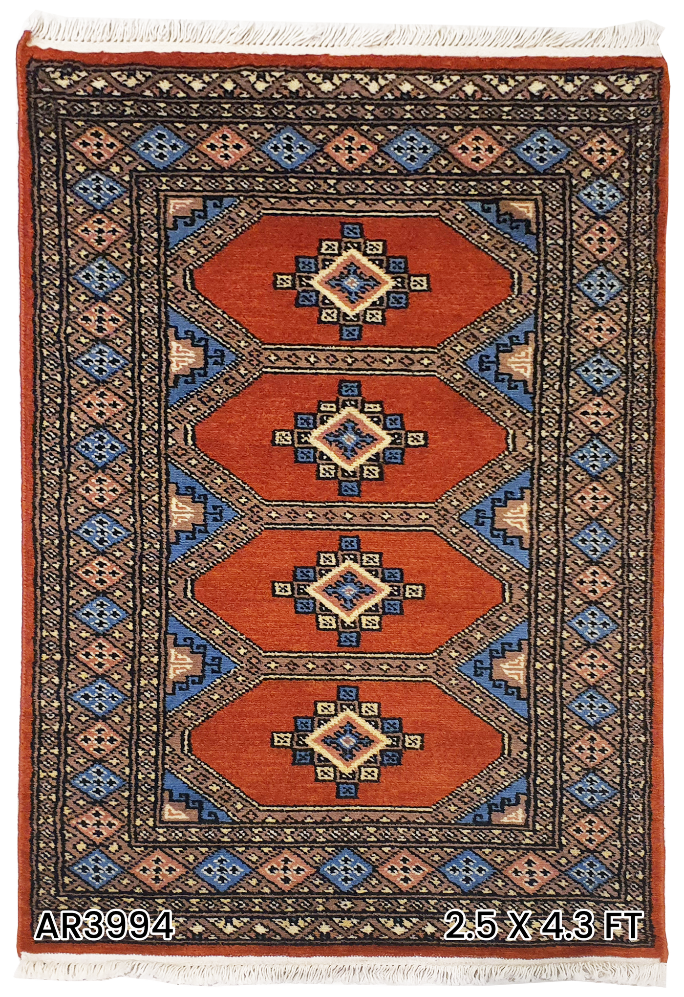 SUPERFINE BUKHARA ORANGE WITH 4 MEDALLION & MULTICOLOUR BORDER - AR3994