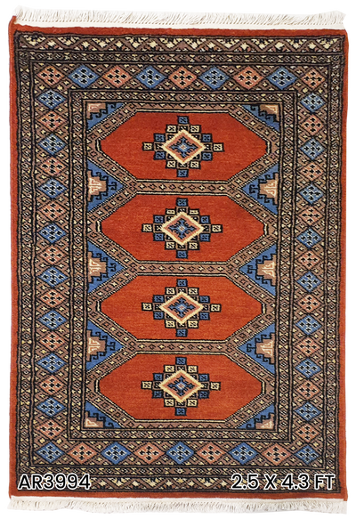 SUPERFINE BUKHARA ORANGE WITH 4 MEDALLION & MULTICOLOUR BORDER - AR3994