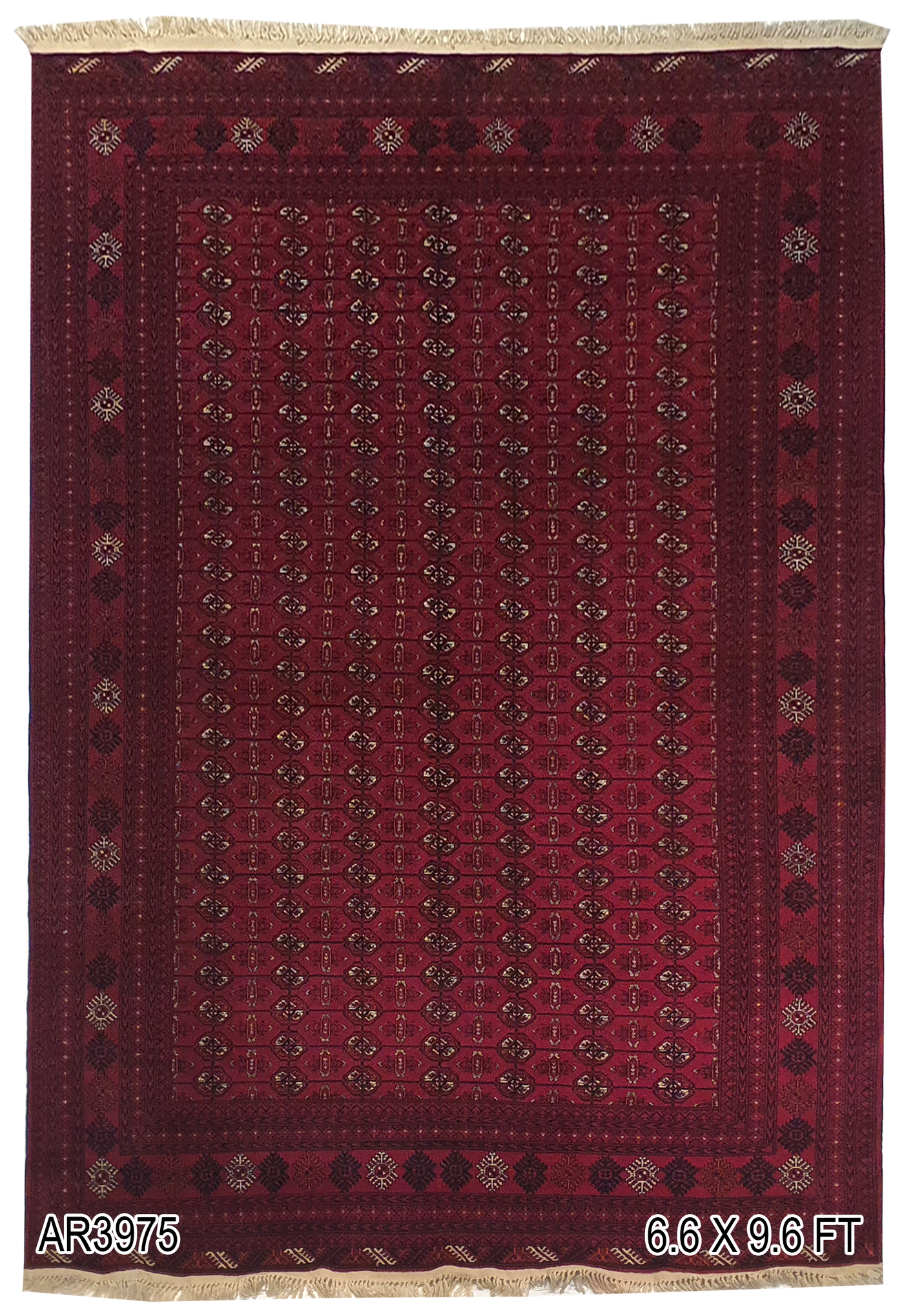 SUPERFINE PERSIAN TURKAMAN RED WOOL ON WOOL ALLOVER ELEPHANT FOOT PATTERN - AR3975