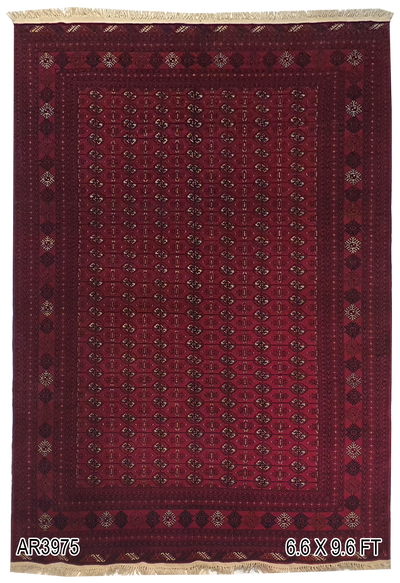 SUPERFINE PERSIAN TURKAMAN RED WOOL ON WOOL ALLOVER ELEPHANT FOOT PATTERN - AR3975