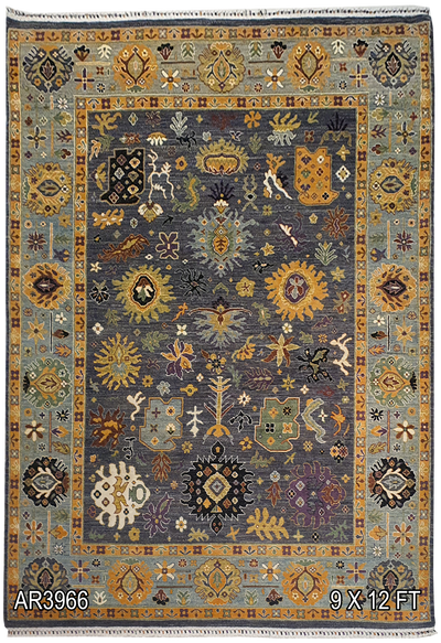 SUPERFINE PERSIAN OUSHAK WOOL WITH SILK MADE BY MULTICOLOUR HAND SPIN WOOL - AR3966