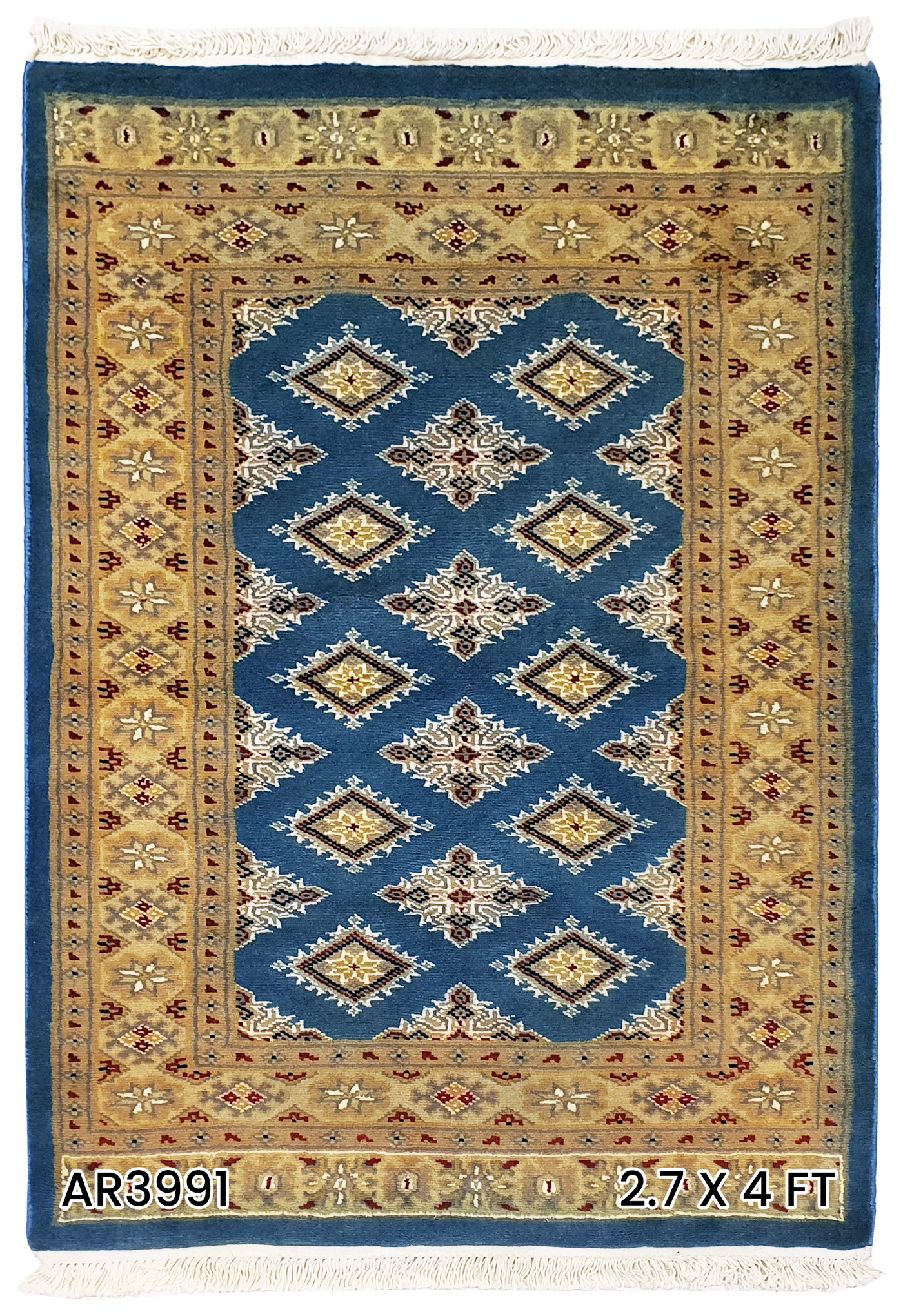 SUPERFINE BUKHARA SEA GREEN ALLOVER INLET SILK DESIGN & YELLOW BORDER - AR3991