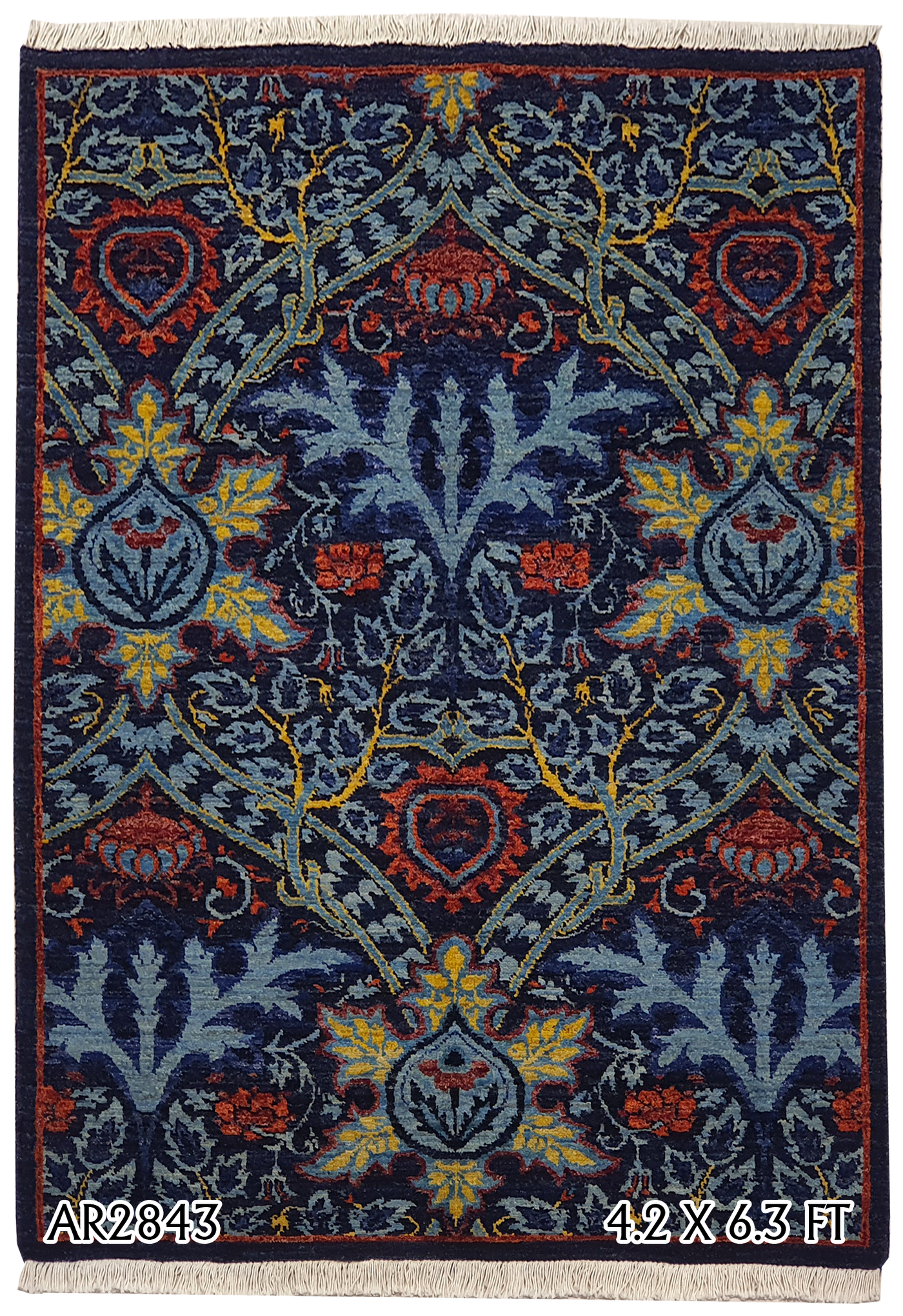 Superfine Khazak Dark Blue Tree Of Life Design - AR2843