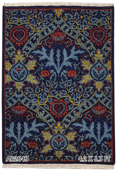 Superfine Khazak Dark Blue Tree Of Life Design - AR2843