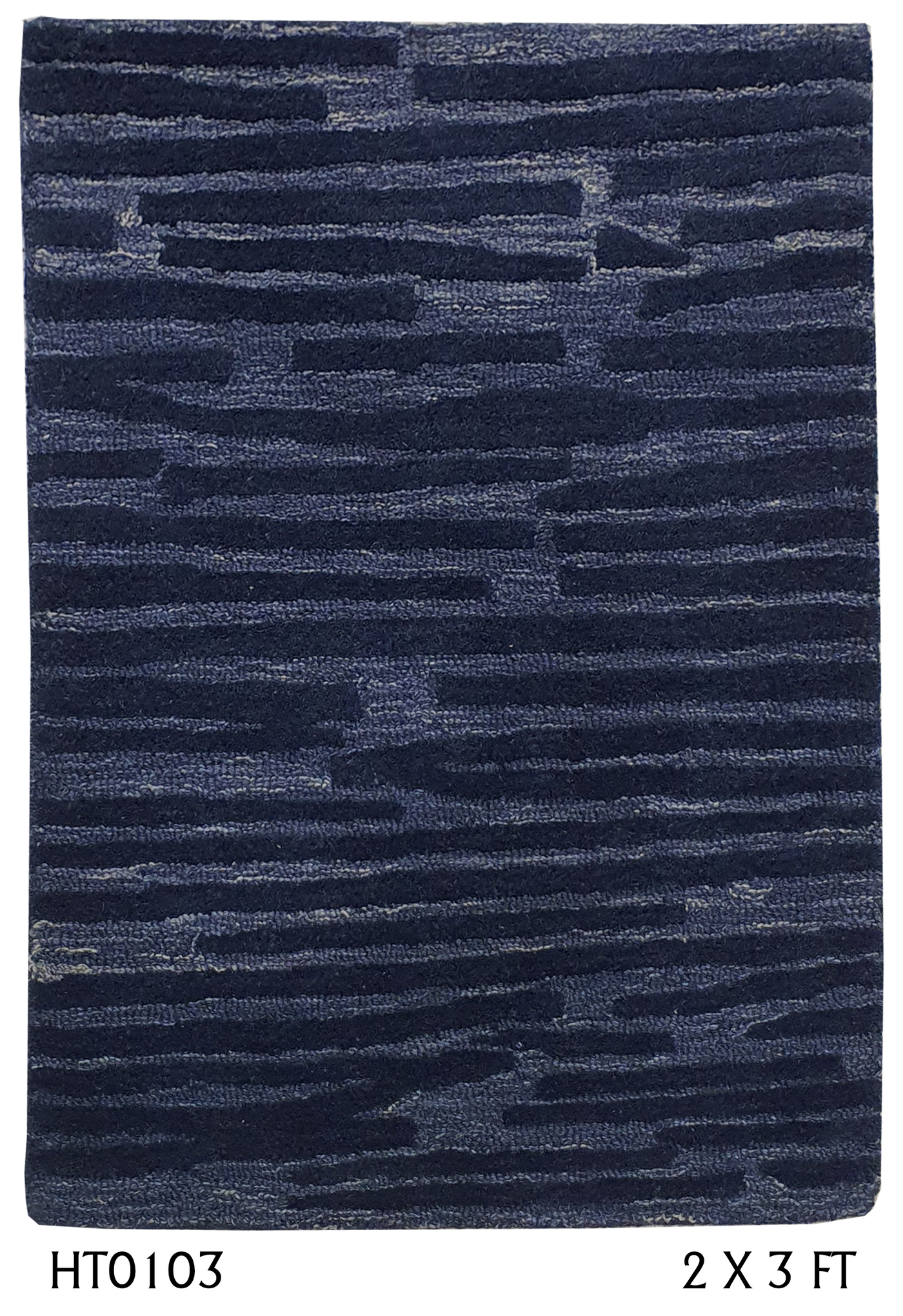 SUPERFINE HAND TUFTED LOOP & CUT PILE BLUE STRIPE CARPET SAMPLE - HT0103