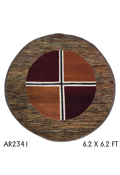 Square Silk Cross Round Rug - AR2341