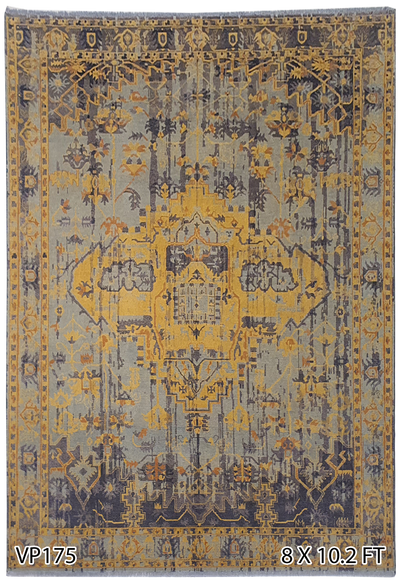 Superfine Galaxy Classic Vintage Brown and Blue Kirman Motif-VP175