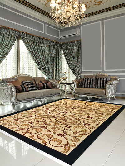 Indo Modern Flower Allover with Black Border - AR0180