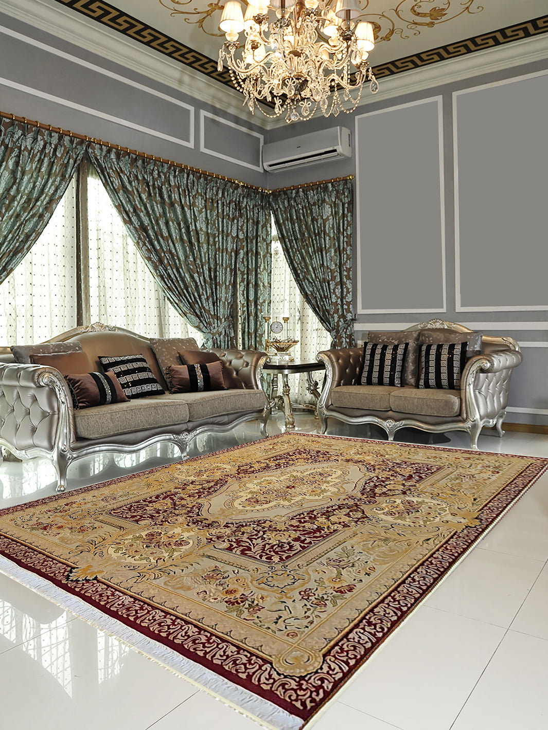 Aubusson Design made with Baby Lamb Wool - 8 x 10 FT - AR3651 – Abee Rugs