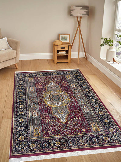 Superfine Kashmir Tree-Of-Life Hand-Knotted Silk Carpet - 5 X 7.3 FT - AR3902