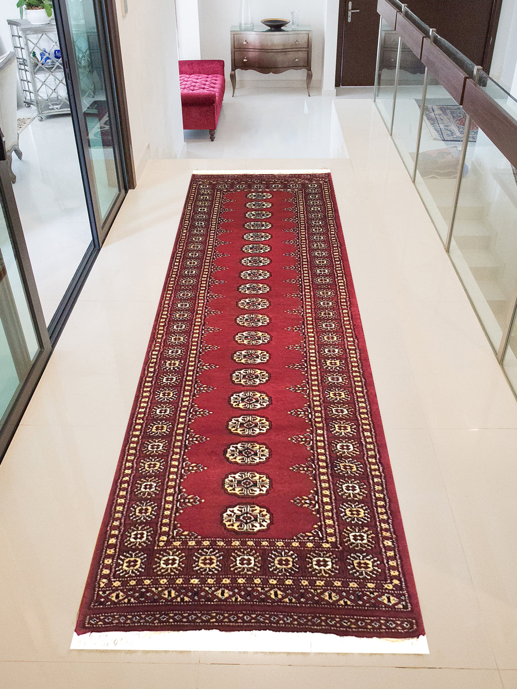 Superfine Bukhara Maroon With Elephant Foot Pattern Runner-AR3284