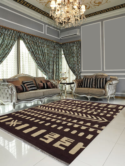 Persian Killim Design Brown and White - 6.6 X 9.8 FT - AR2623