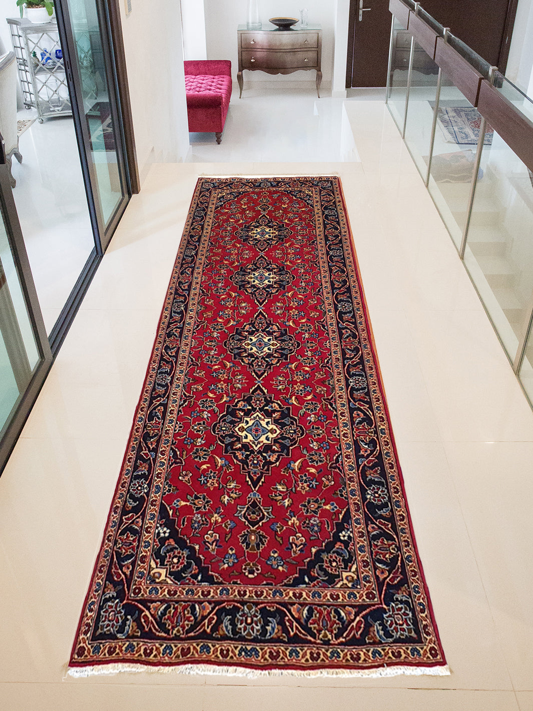 Persian Keshan Runner Design Red and Blue - AR3506