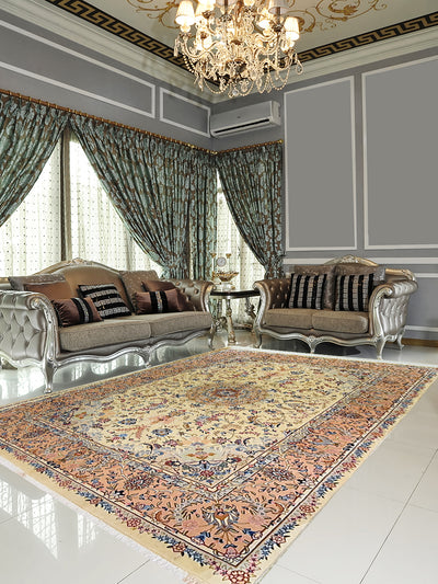 Tabriz Silk and Wool Cream - 7.11 X 11.6 FT - AR3003