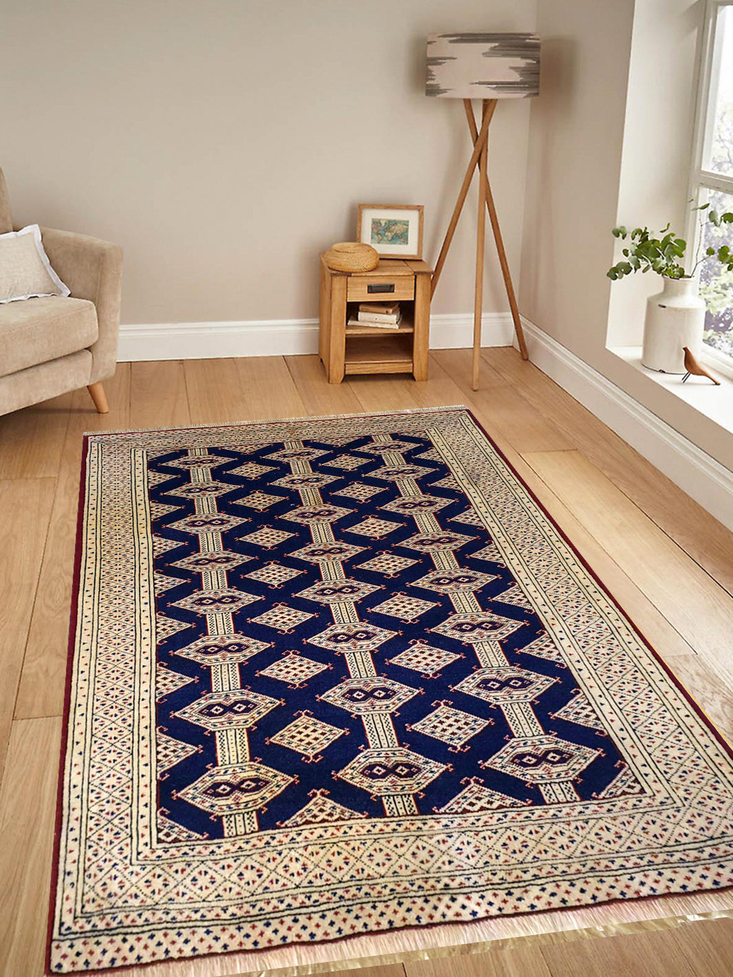 Baluch Design Blue and Cream - AR3755 – Abee Rugs