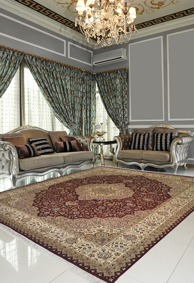 SUPERFINE PAK PERSIAN KIRMAN WOOL RED WITH CREAM BORDER MADE OF FINE LAMBS WOOL - AR3965