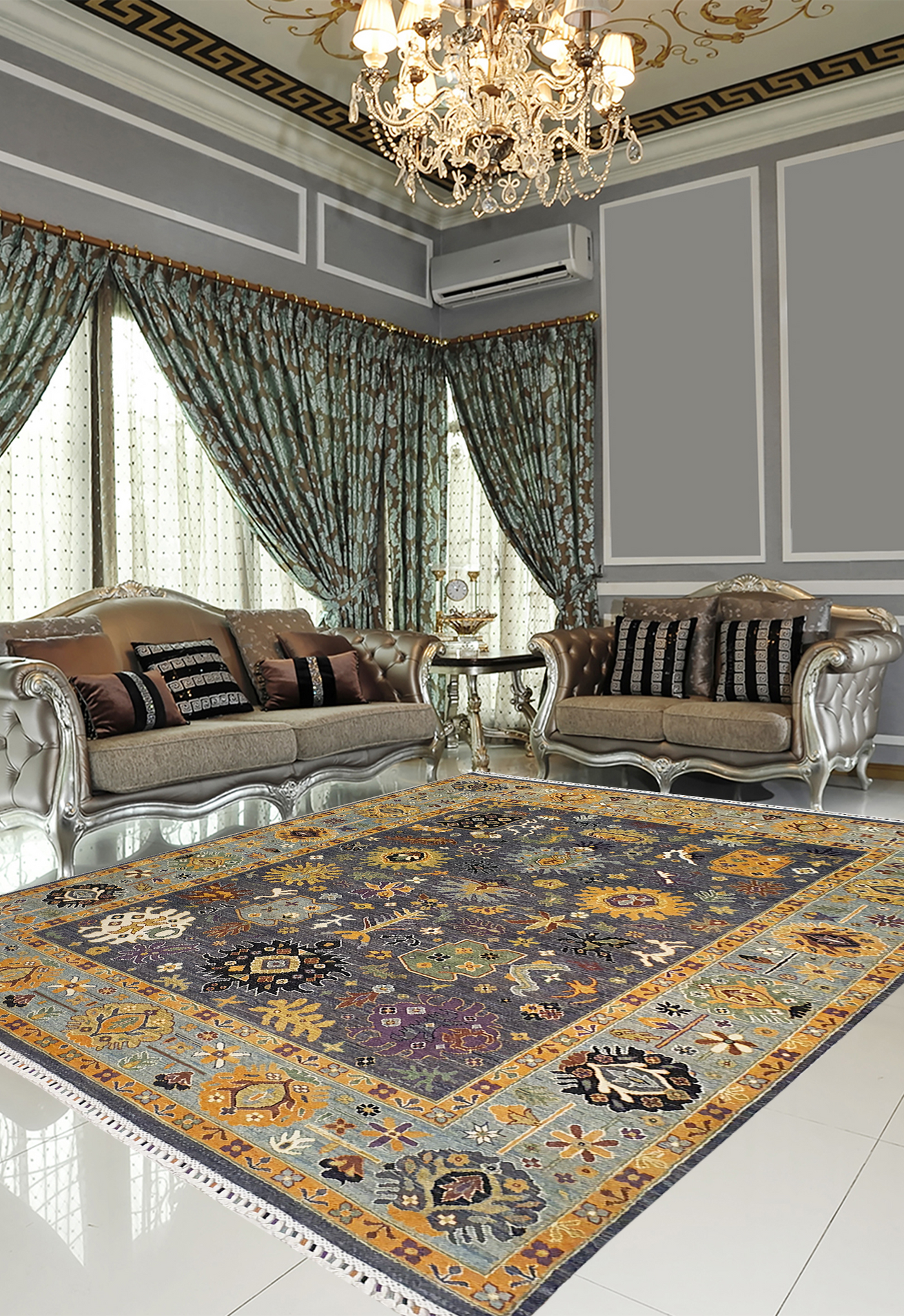 SUPERFINE PERSIAN OUSHAK WOOL WITH SILK MADE BY MULTICOLOUR HAND SPIN WOOL - AR3966
