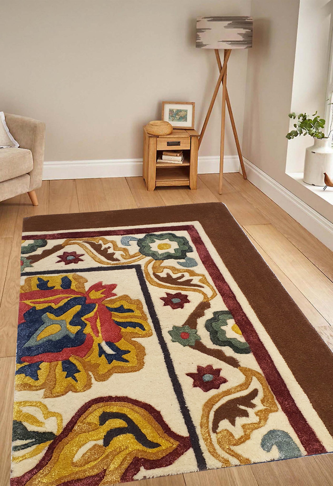 SUPERFINE HAND TUFTED VISCOSE WITH WOOL HI & LOW PILE CARPET SAMPLE - HT0106